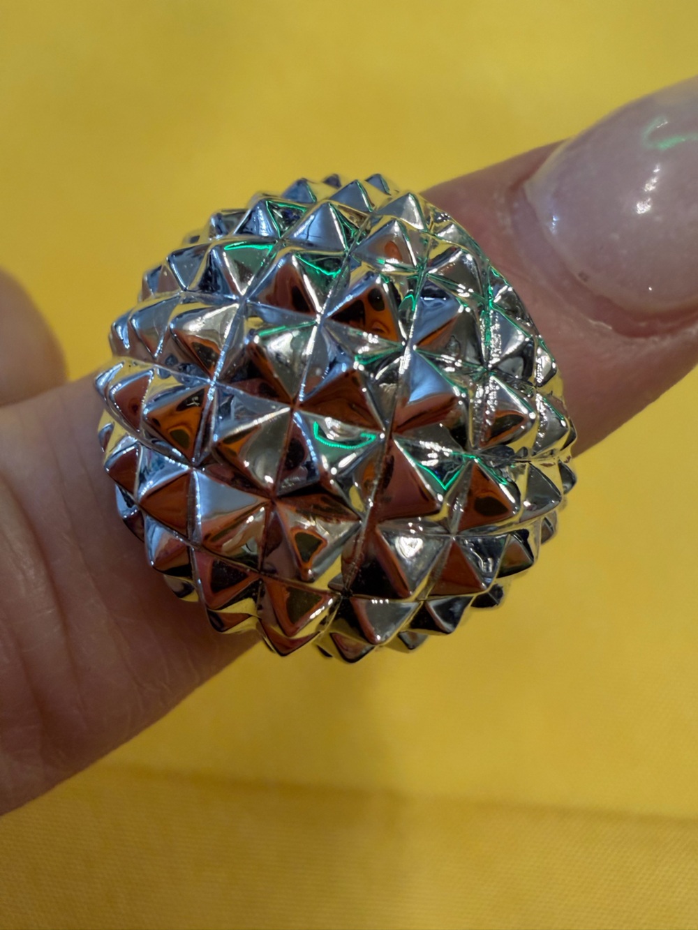 Park Lane Silver-Tone Pyramid Stud Statement Ring – Size 6